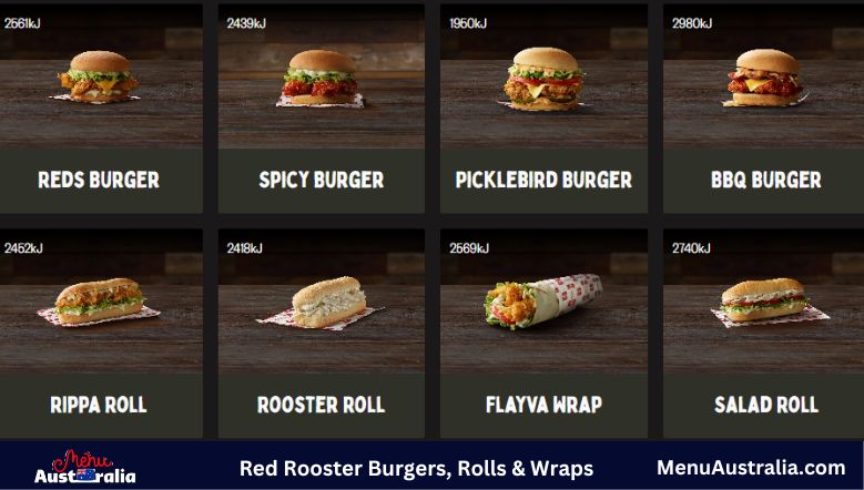 Red Rooster Burgers, Rolls & Wraps Menu