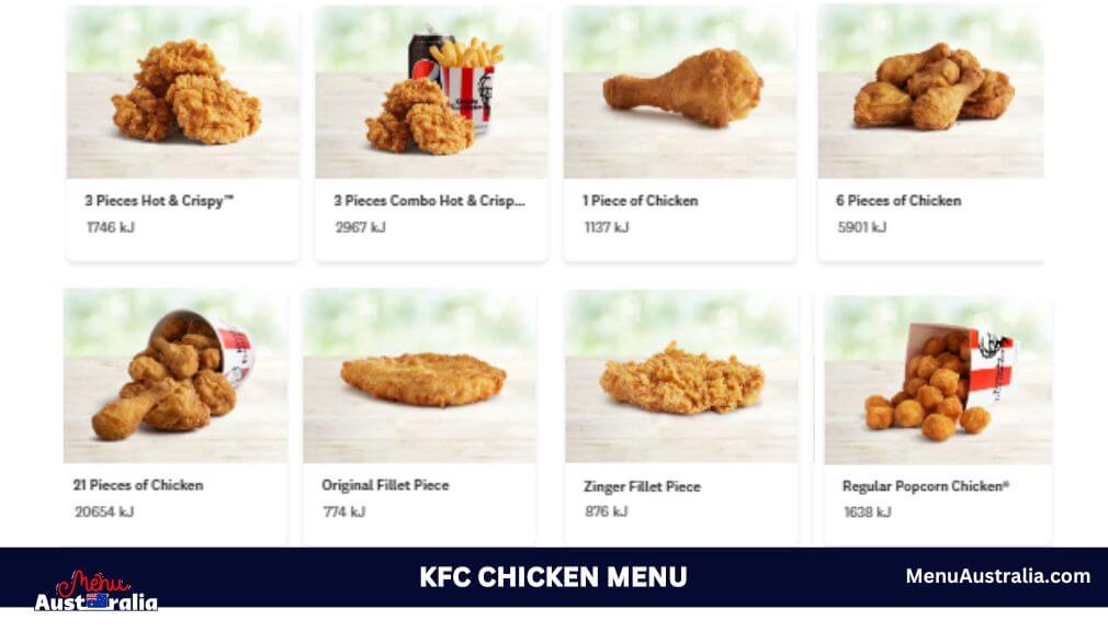 KFC Chicken Menu Price Australia