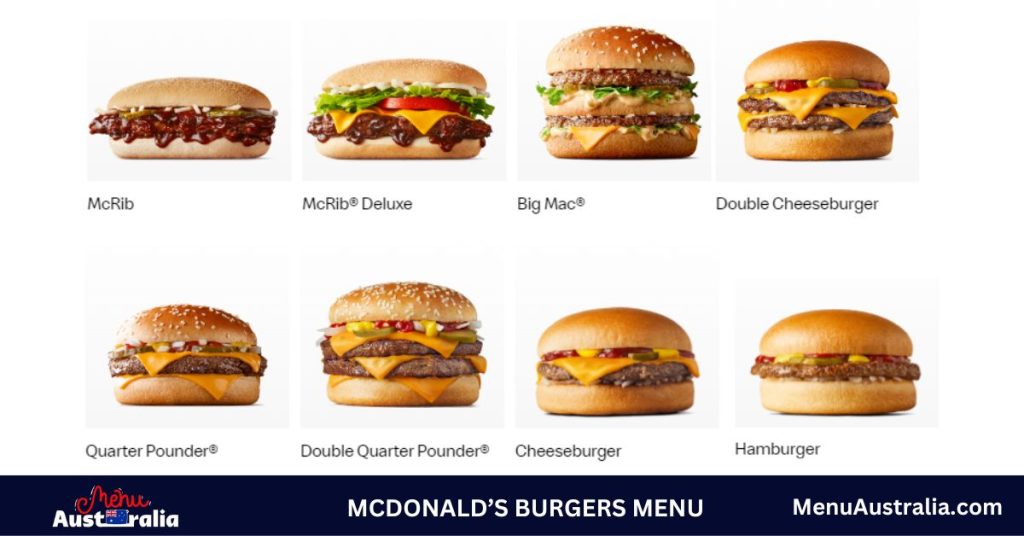 McDonalds Burgers Menu Australia