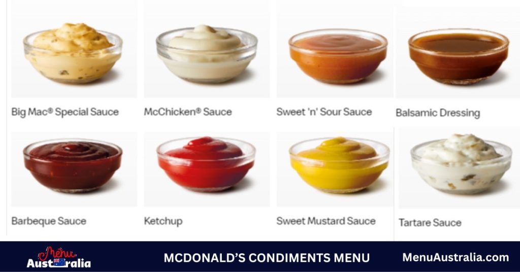 McDonald's Condiments Menu Australia